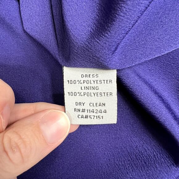 Eliza J Purple Pleated Drape Sleeve Tie Waist Mini Dress 2 - Picture 7 of 10